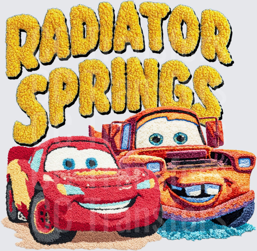 Radiator Springs Faux Chenille Patch Style Race Cars (DTF)