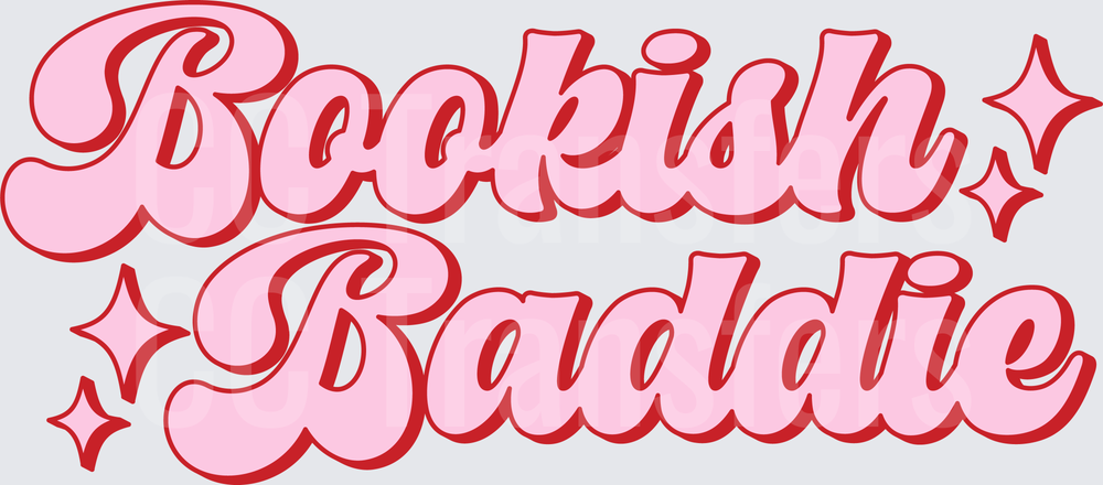 Bookish Baddie Retro Script with Sparkles (DTF)