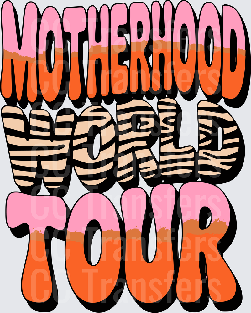 Motherhood World Tour Retro Groovy Bold Lettering (DTF)