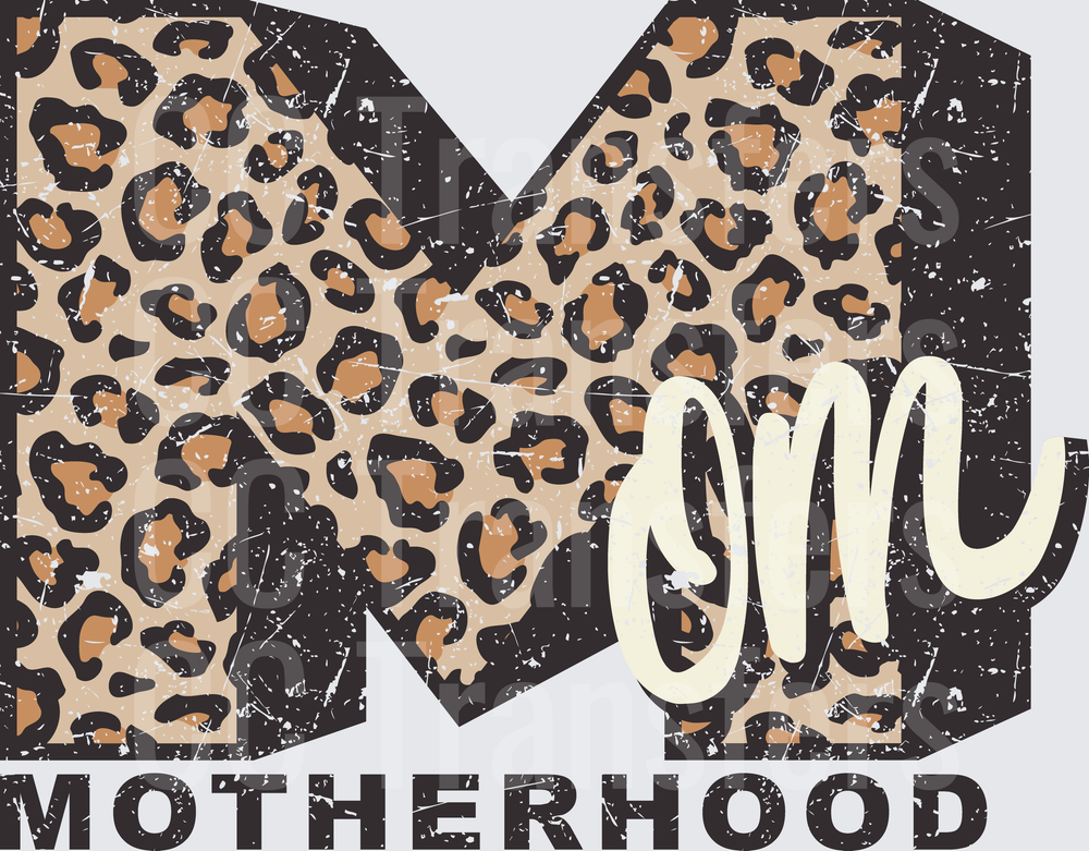 Leopard Print Bold M Mom Motherhood Distressed (DTF)