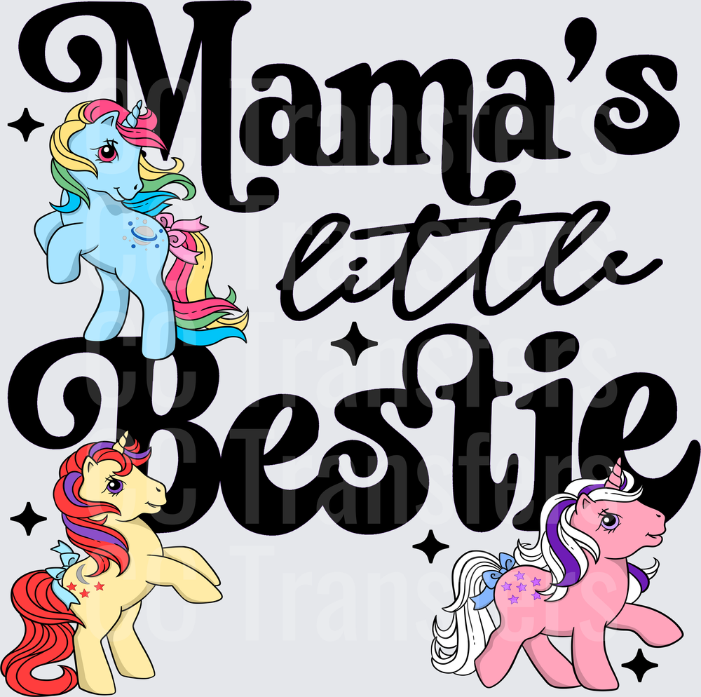 Mama's Little Bestie Retro Unicorn Ponies (DTF)
