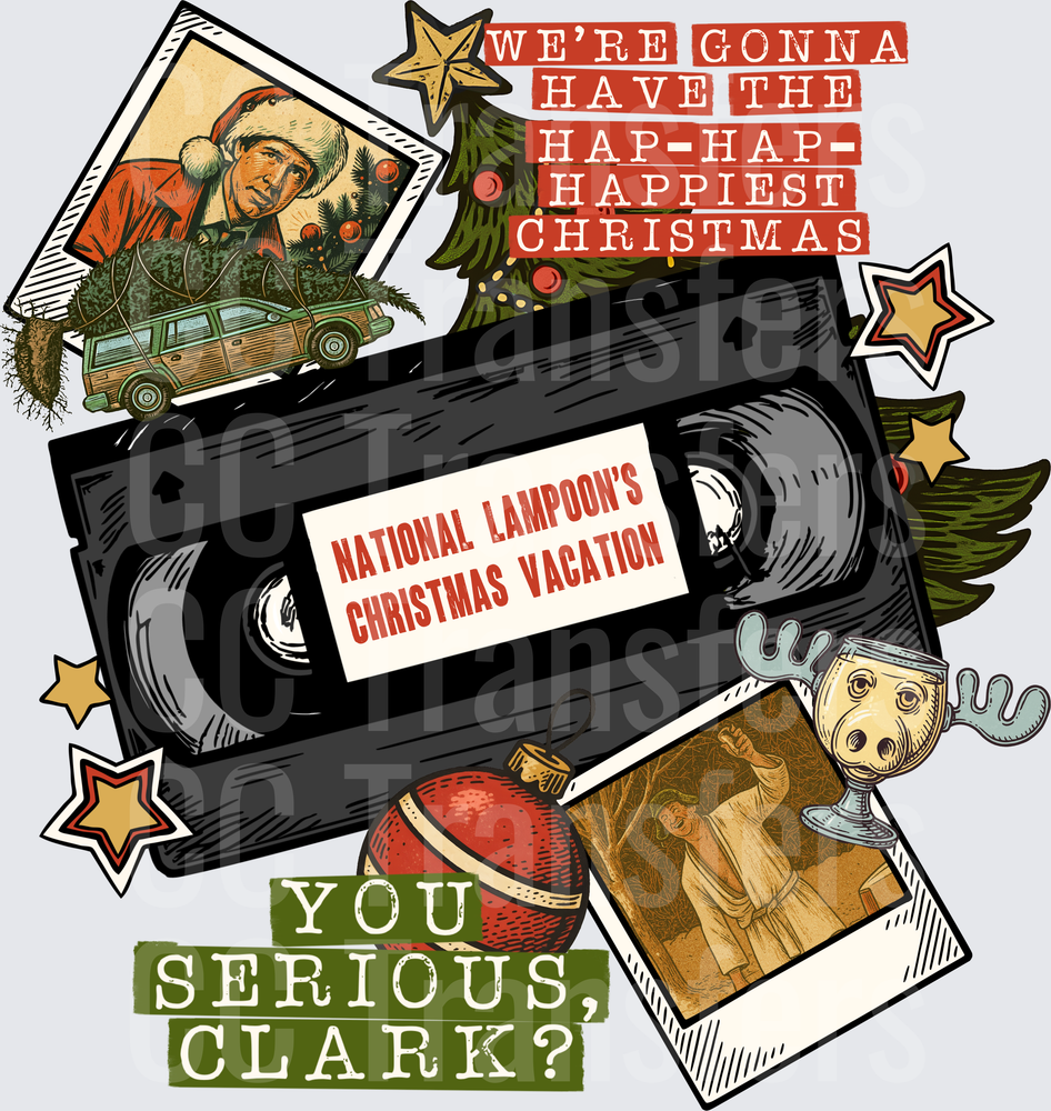 Hap-Hap-Happiest Christmas VHS Collage You Serious Clark (DTF)
