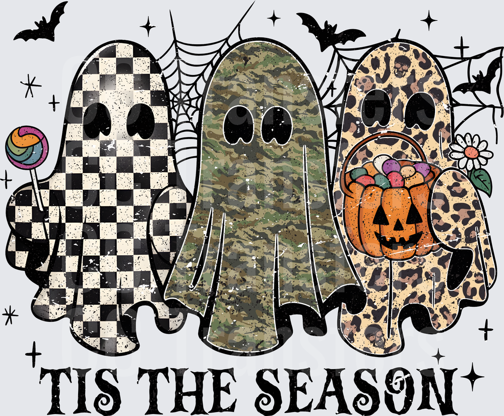 Tis The Season Halloween Ghosts Checker Camo Leopard (DTF)