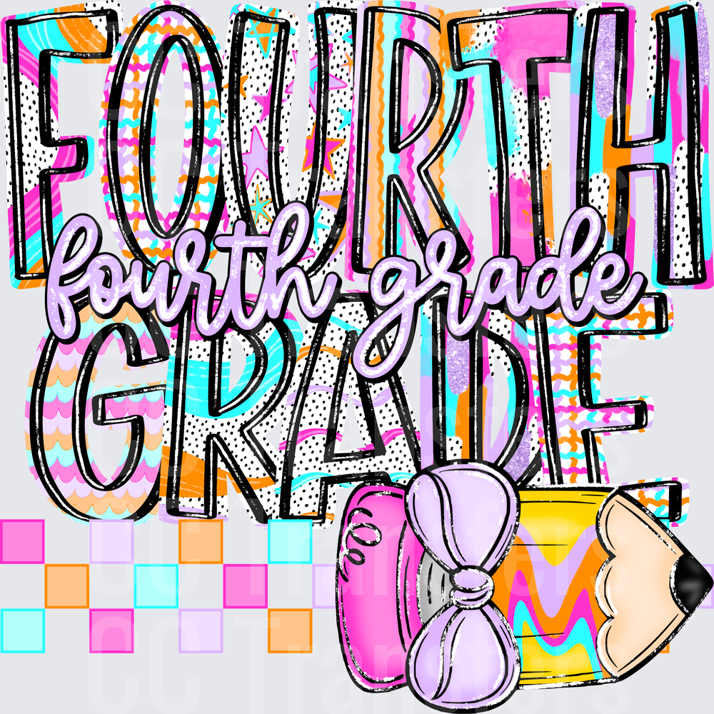 Fourth Grade Bold Colorful Retro School Design (DTF)