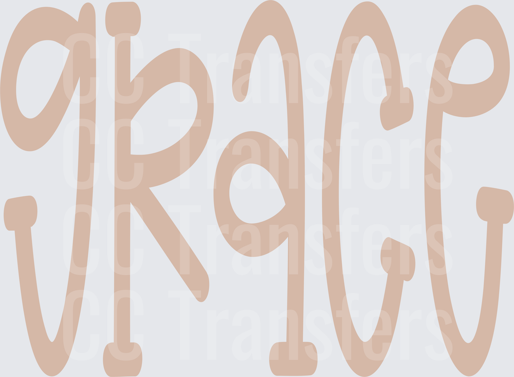 Grace Name Bubble Letter Design Neutral Tan (DTF)
