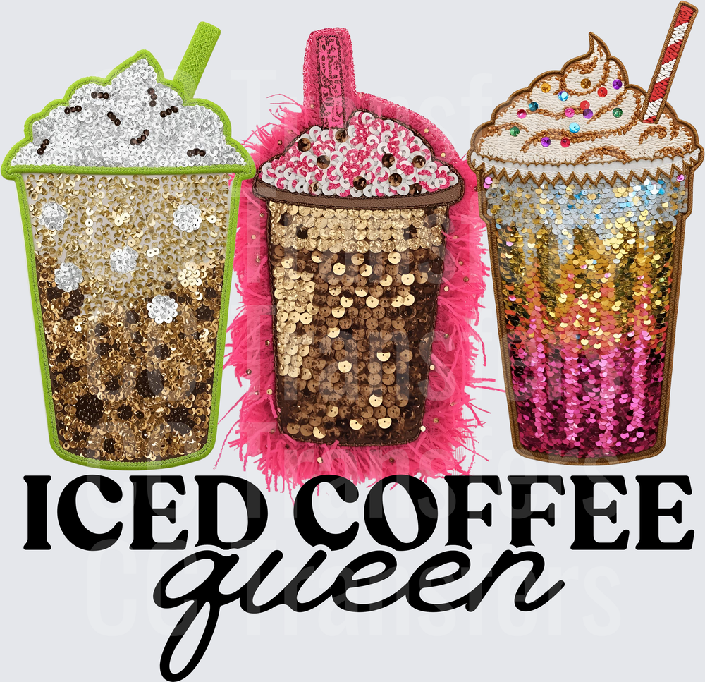 Iced Coffee Queen Sequin Glam Trio (DTF)