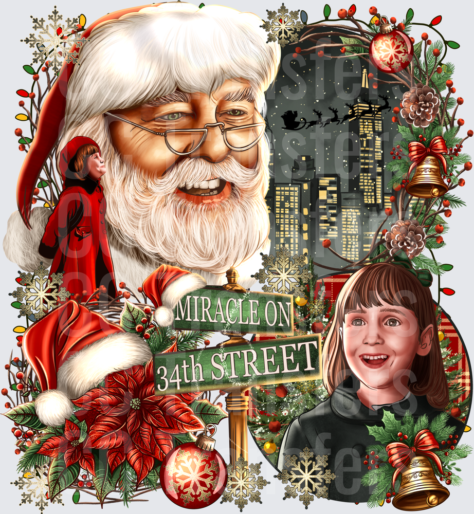 Miracle On 34th Street Santa & Girl Holiday Scene (DTF)