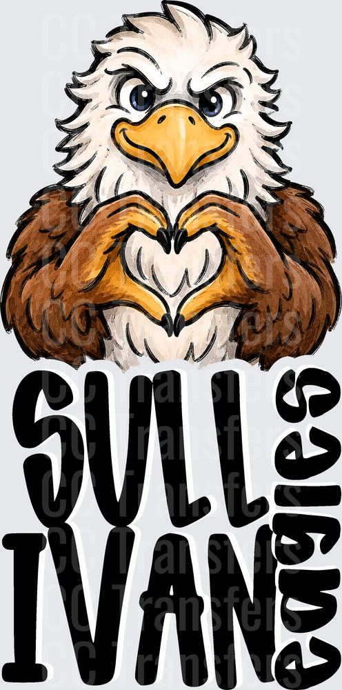 Sullivan Eagles Mascot Heart Hands School Spirit (DTF)