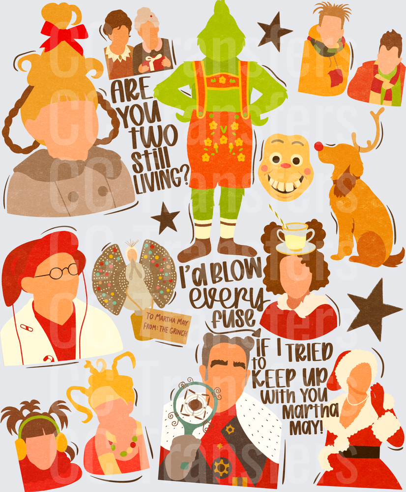 Christmas Movie Green Creature Character Collage (DTF)