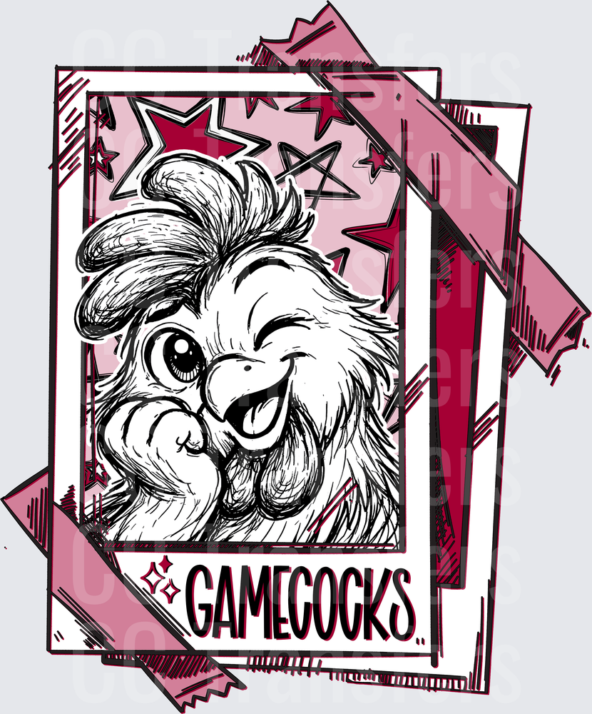 Gamecocks Rooster Mascot Polaroid Comic Style (DTF)