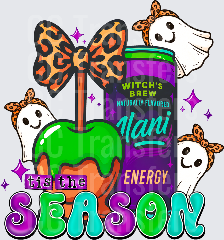 Tis The Season Halloween Ghosts Candy Apple Energy Can (DTF)