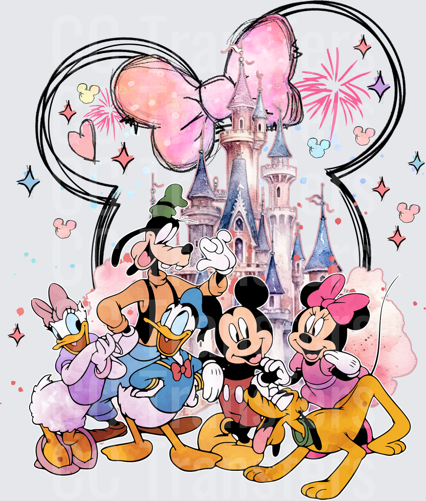 Cartoon Friends Castle Fireworks Ears Group (DTF)