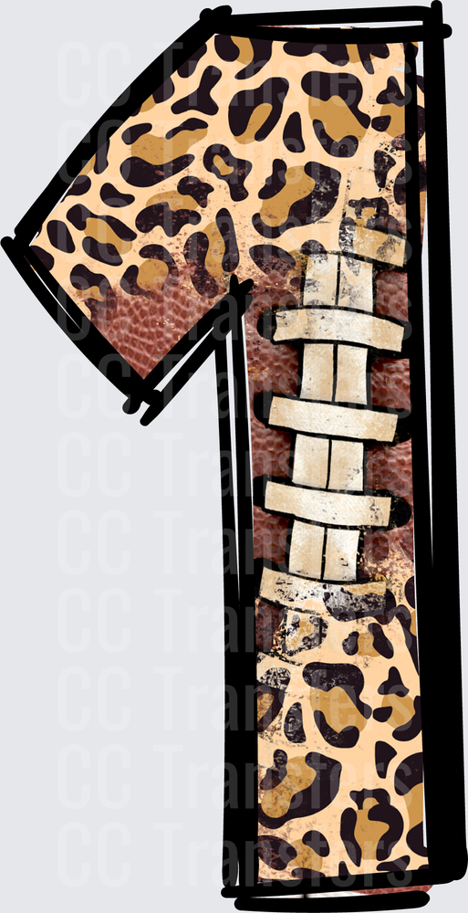 Leopard Print Football Number 1 (DTF)