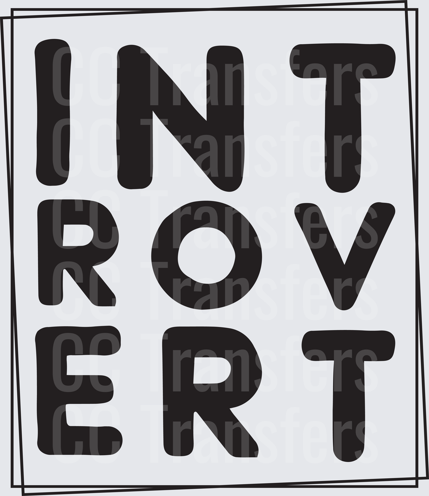 Bold Introvert Typography Block Letter Design (DTF)