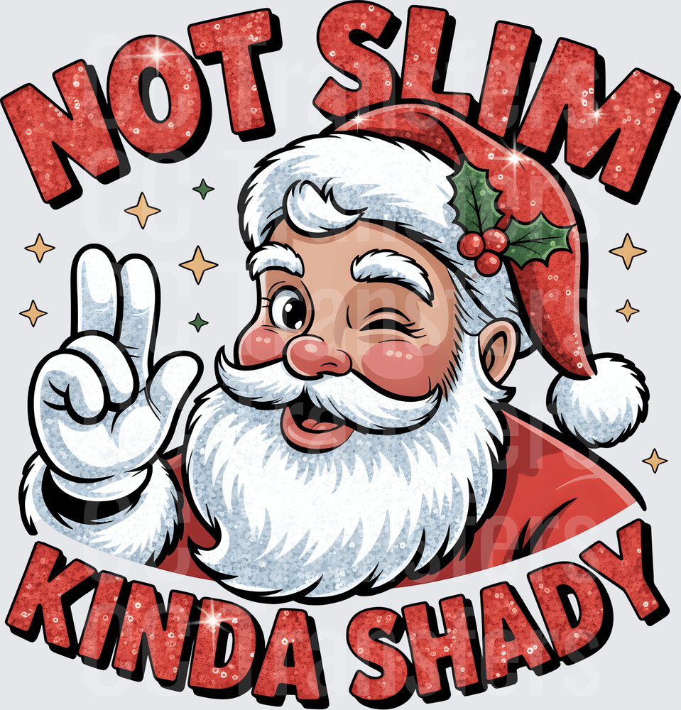 Not Slim Kinda Shady Winking Santa Peace Sign (DTF)