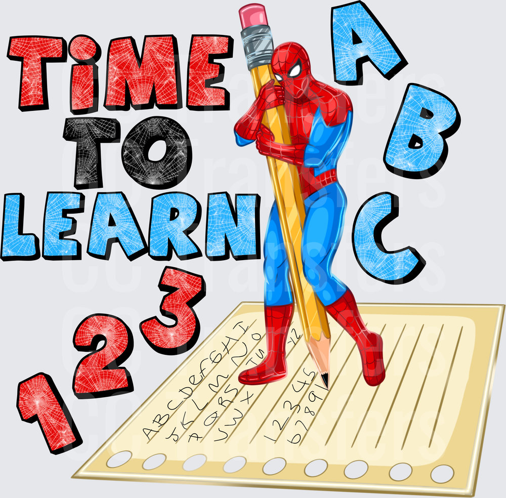 Time To Learn ABC 123 Webbed Hero With Pencil (DTF)