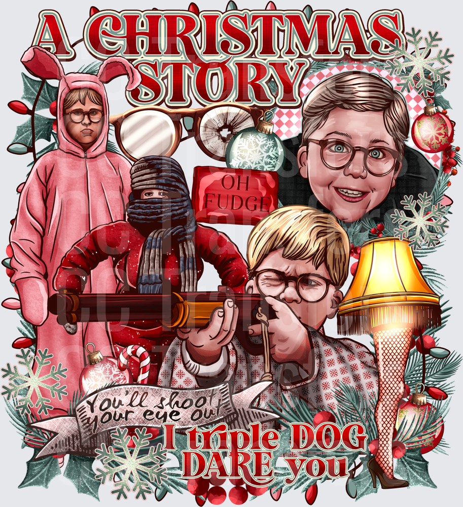 A Christmas Story Holiday Collage You'll Shoot Your Eye Out (DTF)