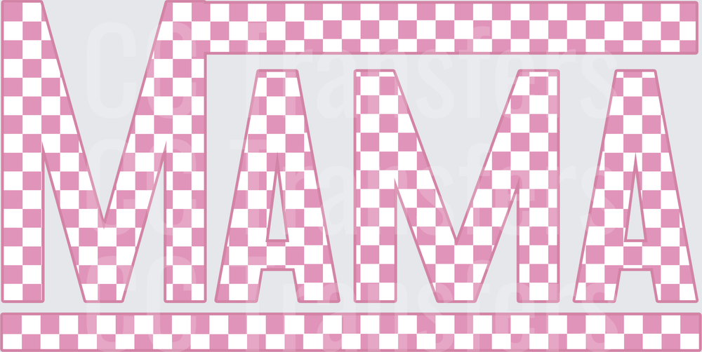 Pink Checkered MAMA Bold Letter Design (DTF)