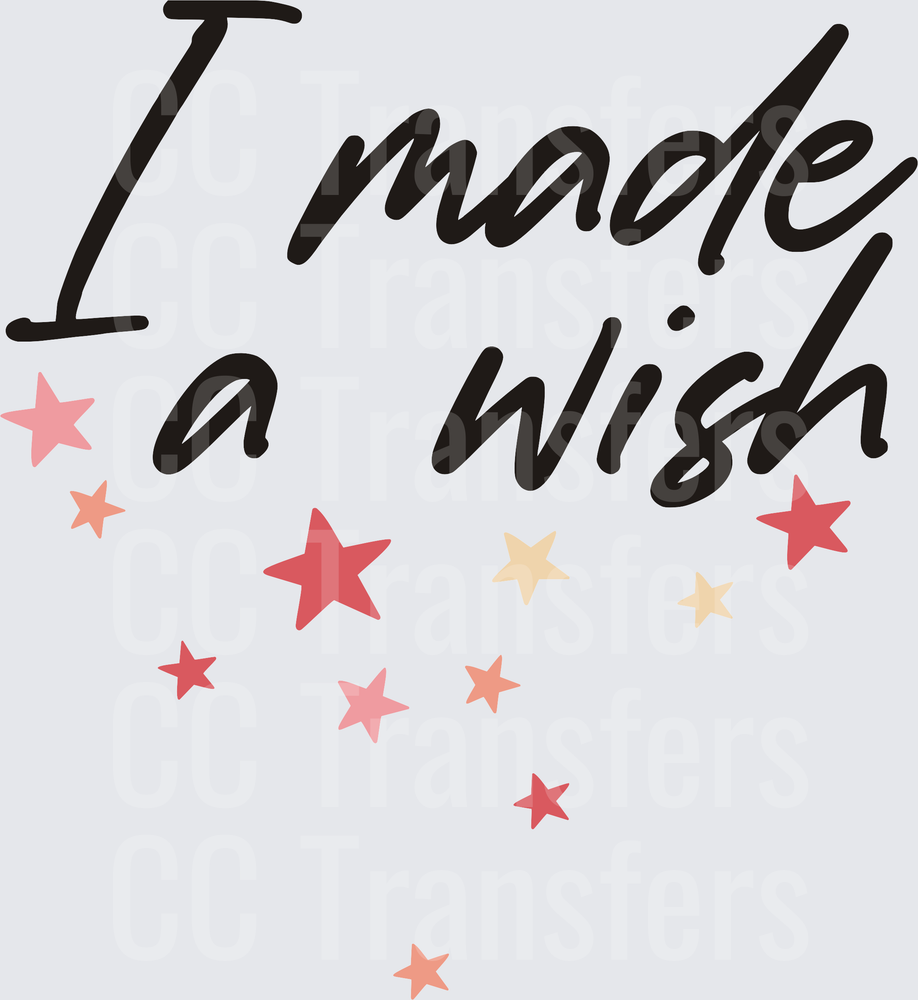 I Made a Wish Script with Scattered Stars (DTF)