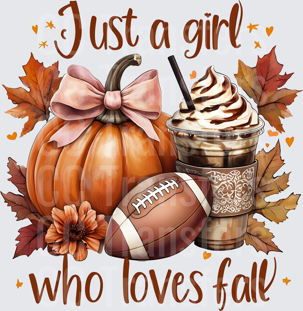 Just A Girl Who Loves Fall Pumpkin Football Coffee (DTF)