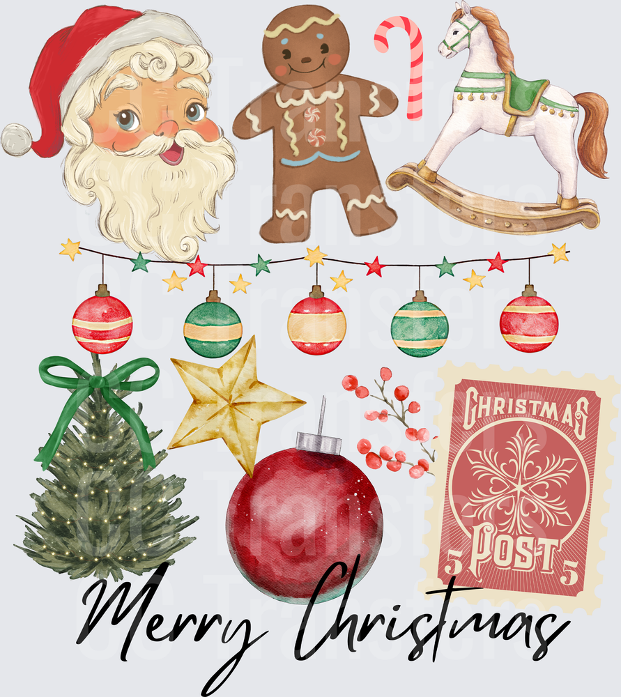 Merry Christmas Vintage Holiday Collage (DTF)
