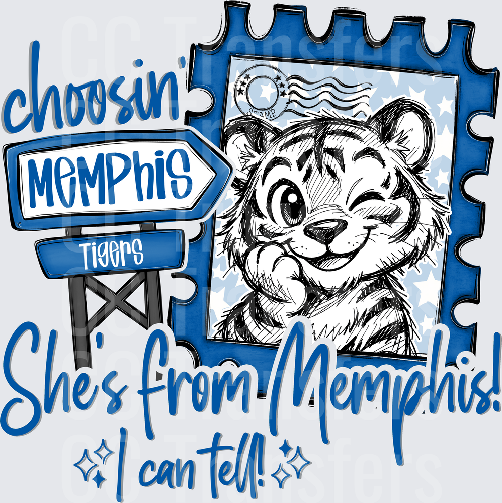 Choosin Memphis Tigers She's From Memphis Postage Stamp (DTF)
