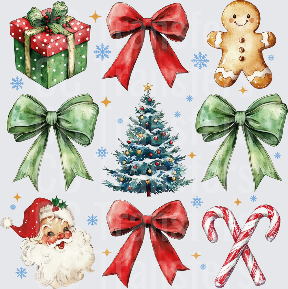 Watercolor Christmas Holiday Elements Bundle (DTF)