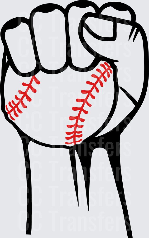 Raised Fist Gripping Baseball Bold Graphic (DTF)