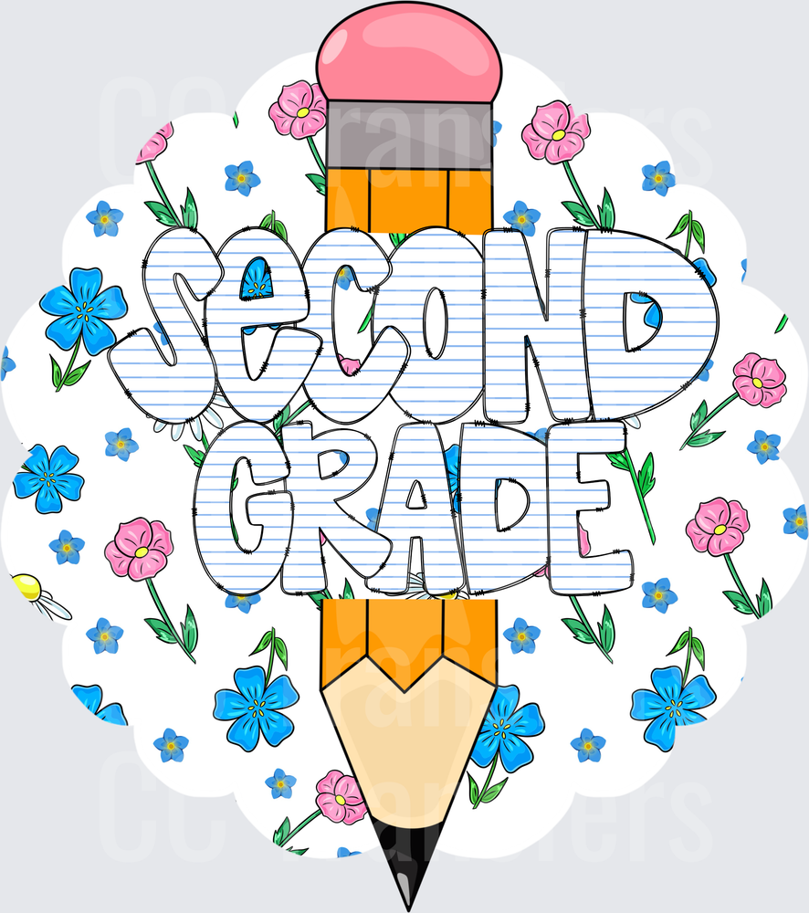 Second Grade Floral Pencil School Design (DTF)