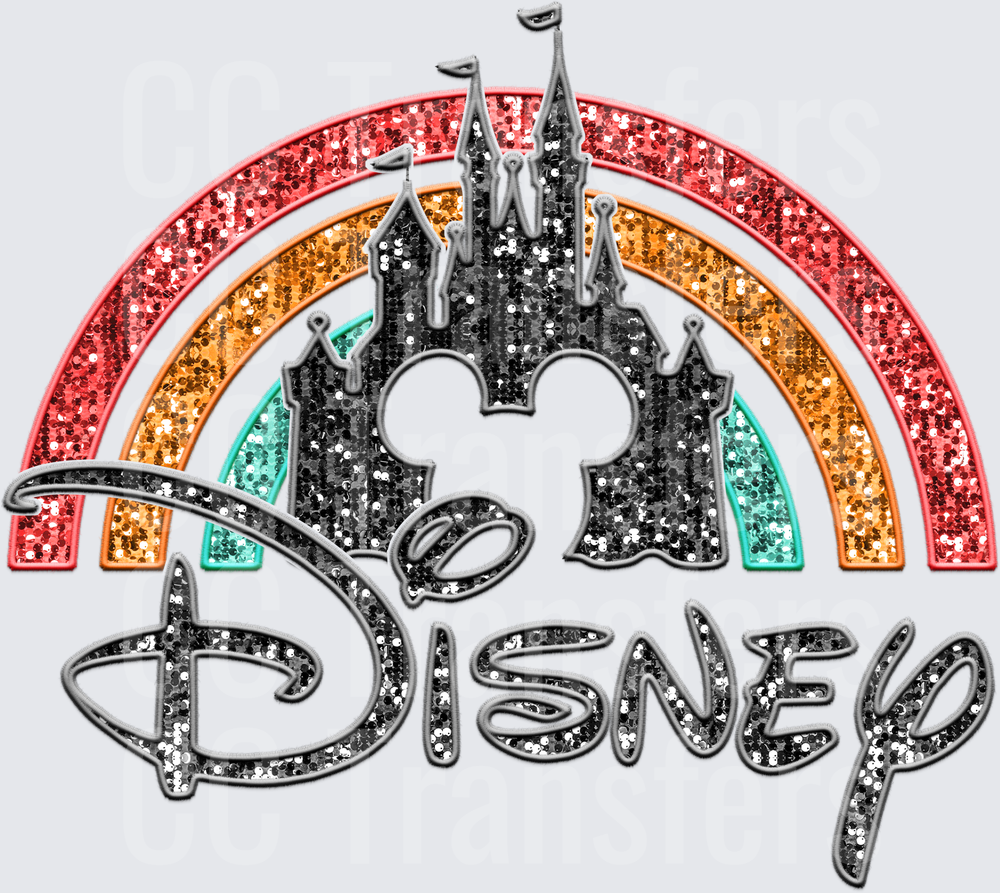 Glitter Rainbow Castle Ears Magic Script (DTF)