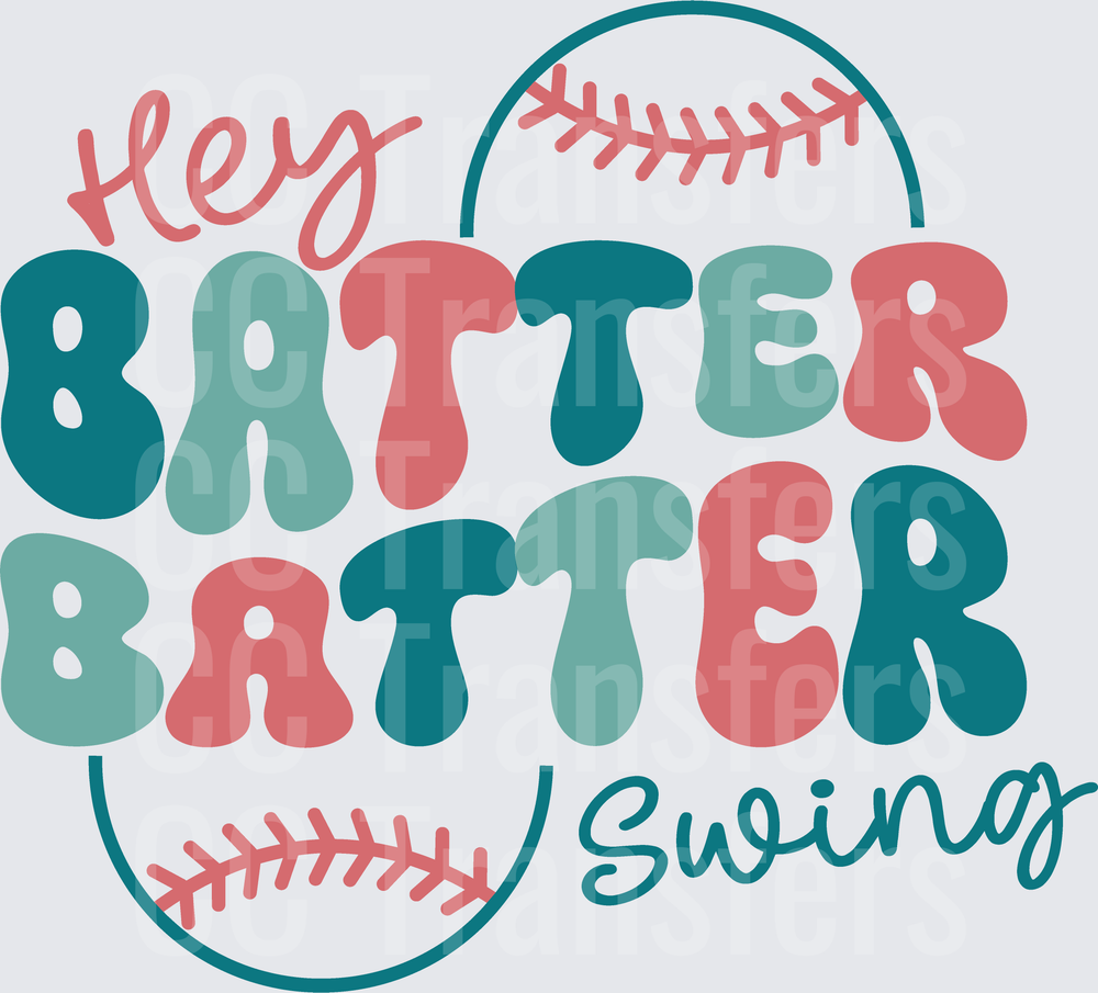 Hey Batter Batter Swing Retro Baseball (DTF)