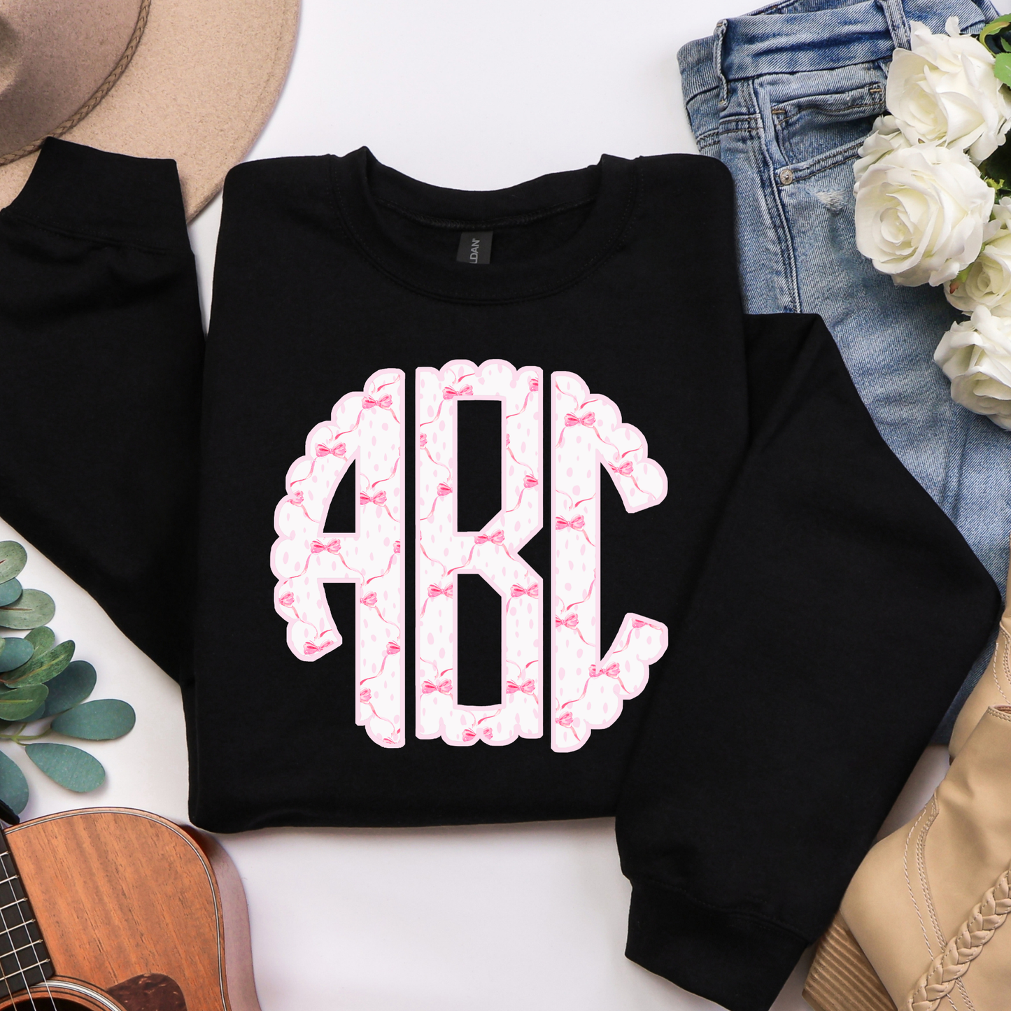 Pink Coquette Bow   - Custom Monogram Transfer
