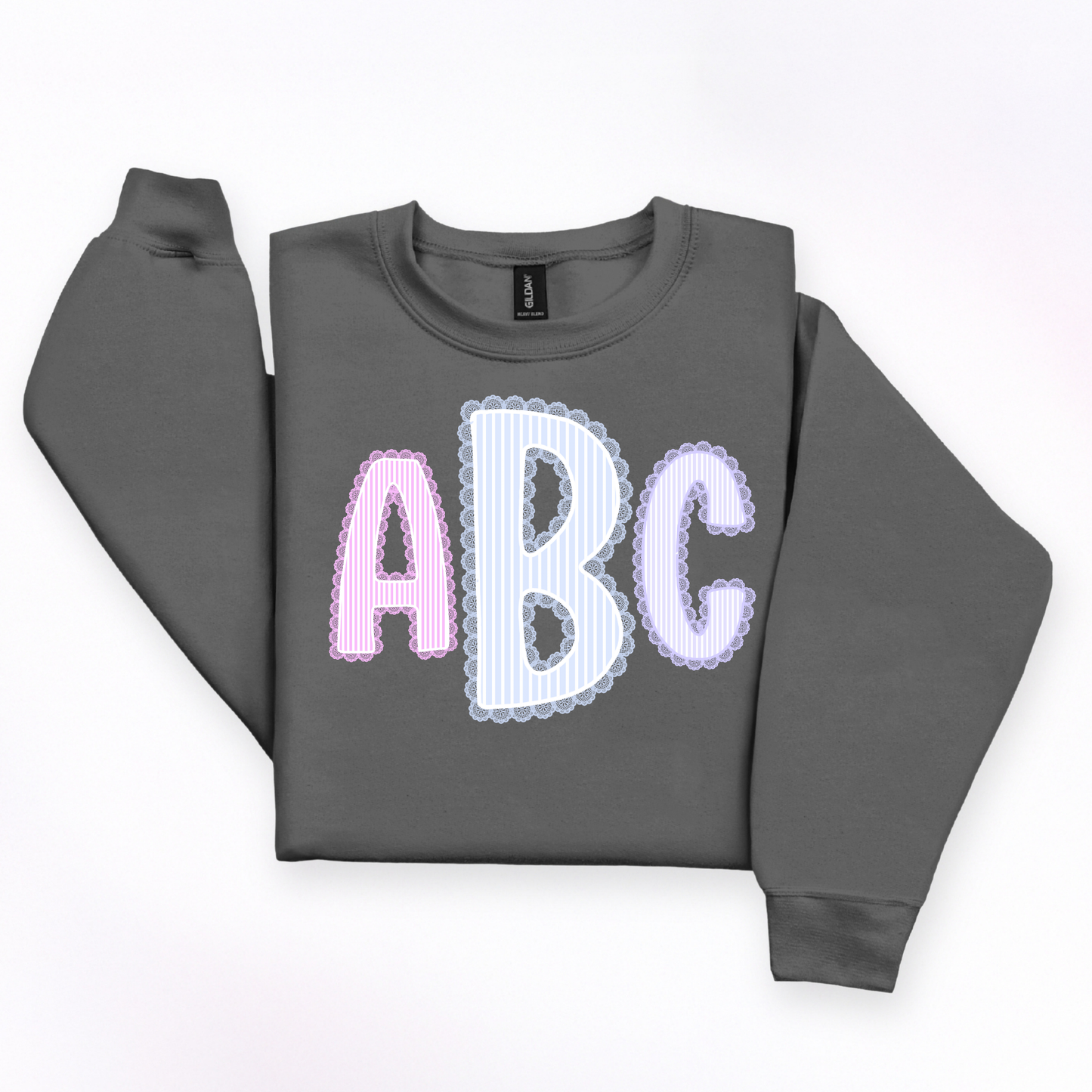 Preppy Lace Trim  - Custom Monogram Transfer