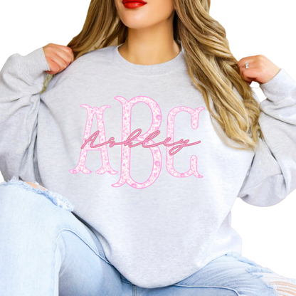 Pink Floral Fishtail  - Custom Monogram Transfer