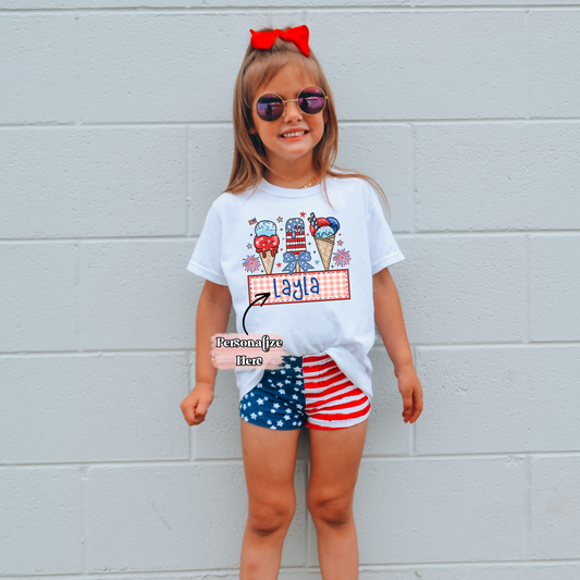 4th Of July Ice Cream Nameplate -  ‼️Fully Customizable Transfer‼️