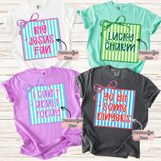 Preppy Striped Bow Frame -  ‼️Fully Customizable Transfer‼️