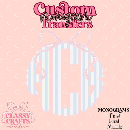 Preppy Summer Stripe - Custom Monogram Transfer