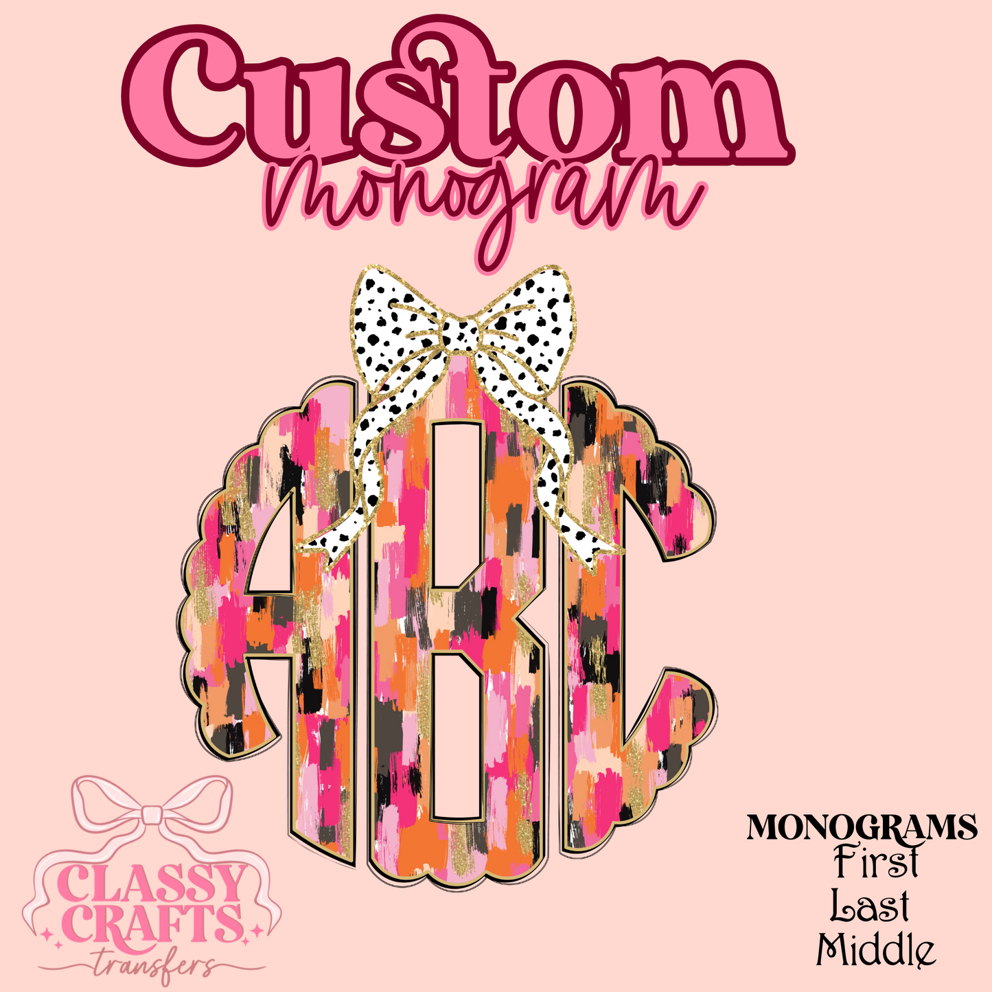 Fall Gold Brushstroke - Custom Monogram Transfer