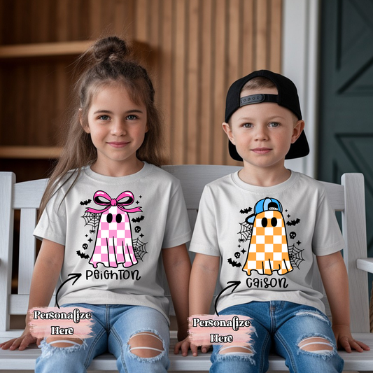 Checkered Ghost & Cobwebs Nameplate -  ‼️Fully Customizable Transfer‼️
