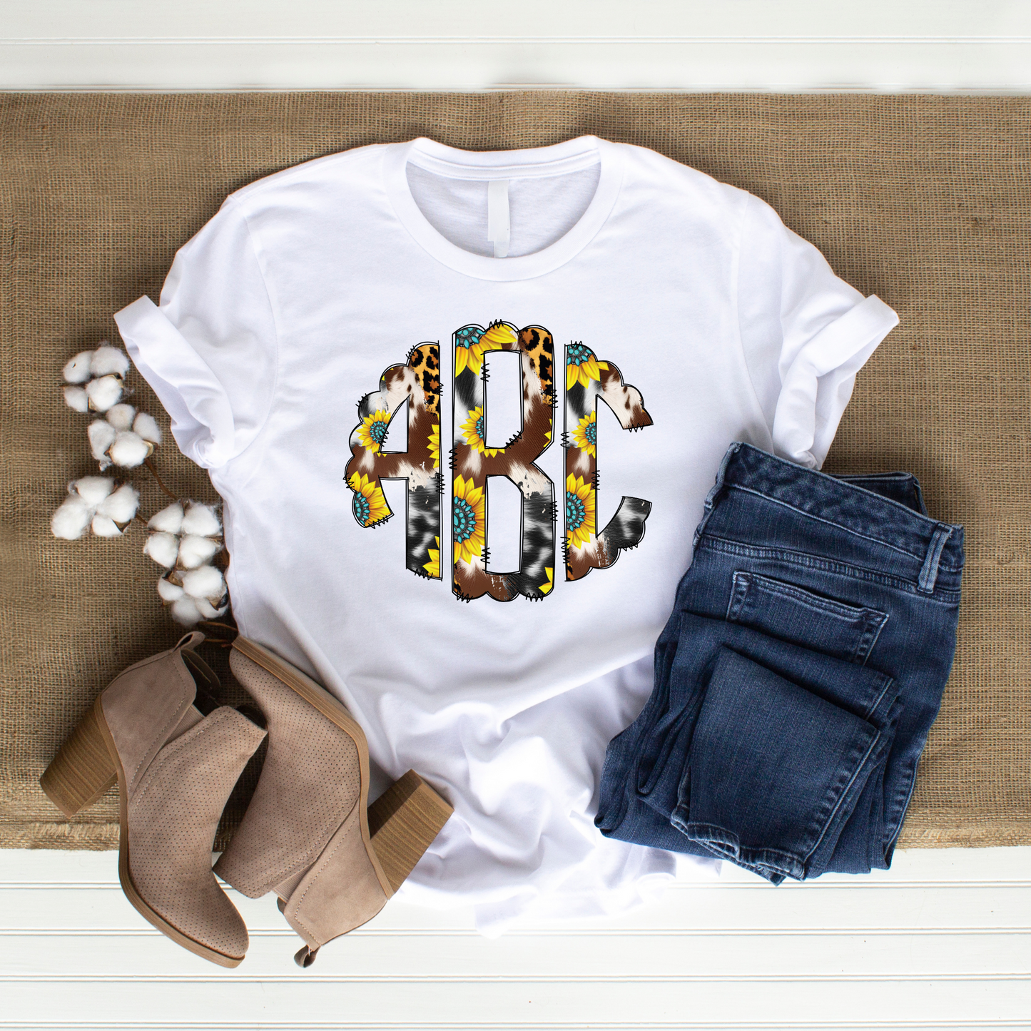 Western Sunflower - Custom Monogram Transfer