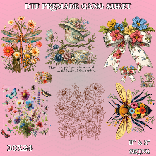 Wildflowers Bloom - 30x24 - PREMADE GANG SHEET