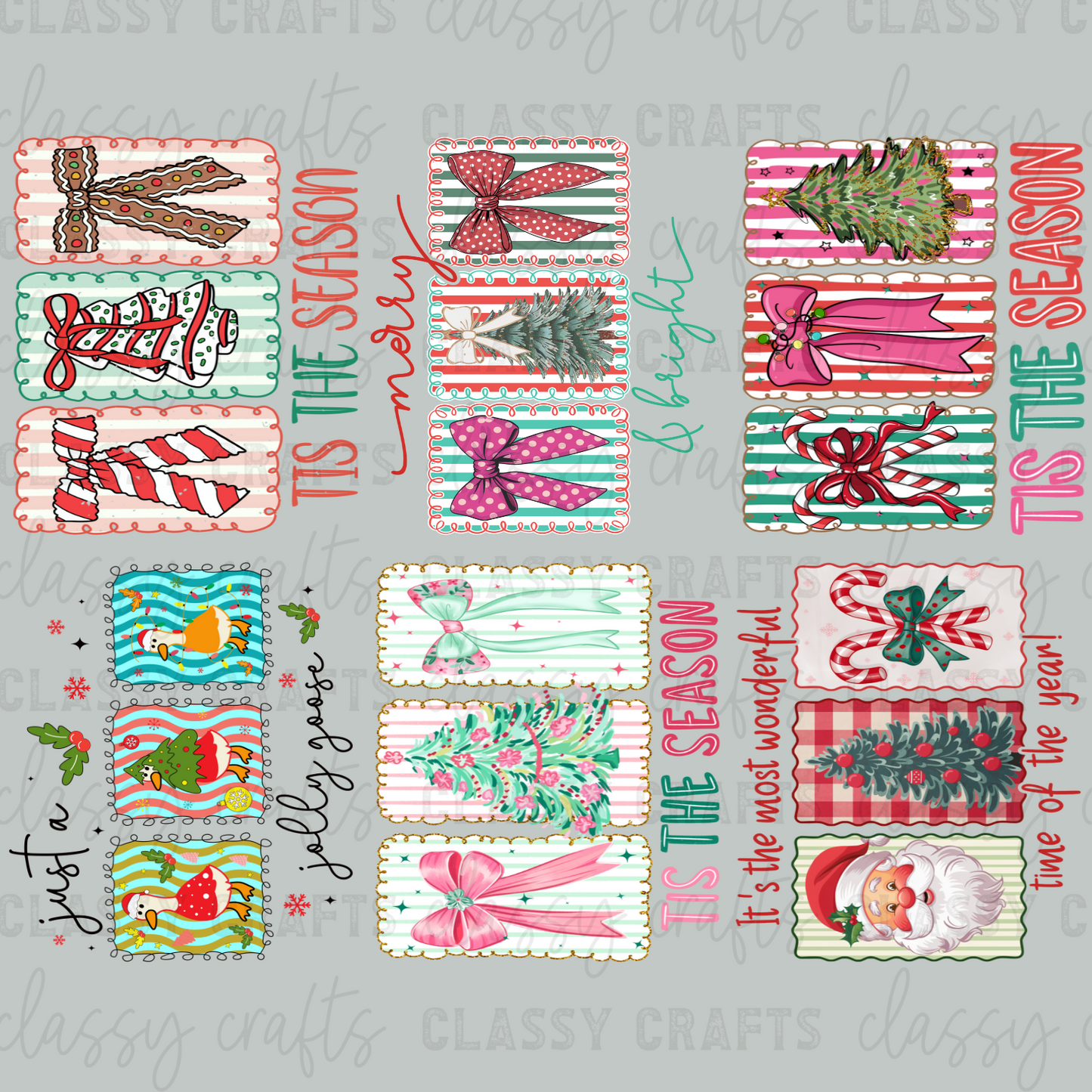 Mini Christmas Stamps 30x24 - PREMADE GANG SHEET
