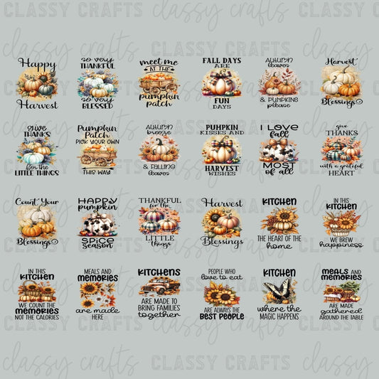 Happy Harvest Tea Towels 30x24 - PREMADE GANG SHEET