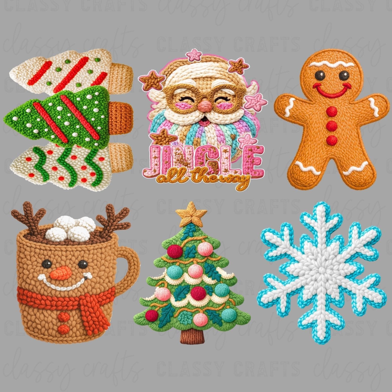 Faux Yarn Jingle All The Way 30x24 - PREMADE GANG SHEET