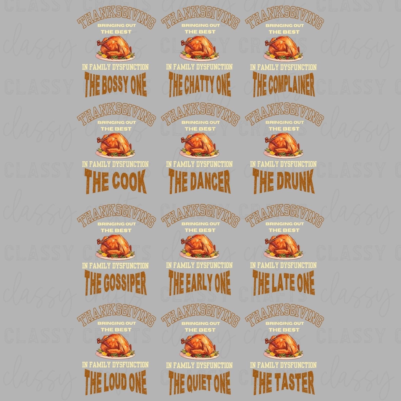 Thanksgiving Family Dysfunction 30x48 - PREMADE GANG SHEET