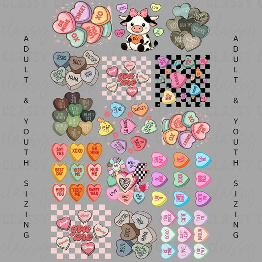 Conversation Hearts Adult & Youth - 30x48 - PREMADE GANG SHEET
