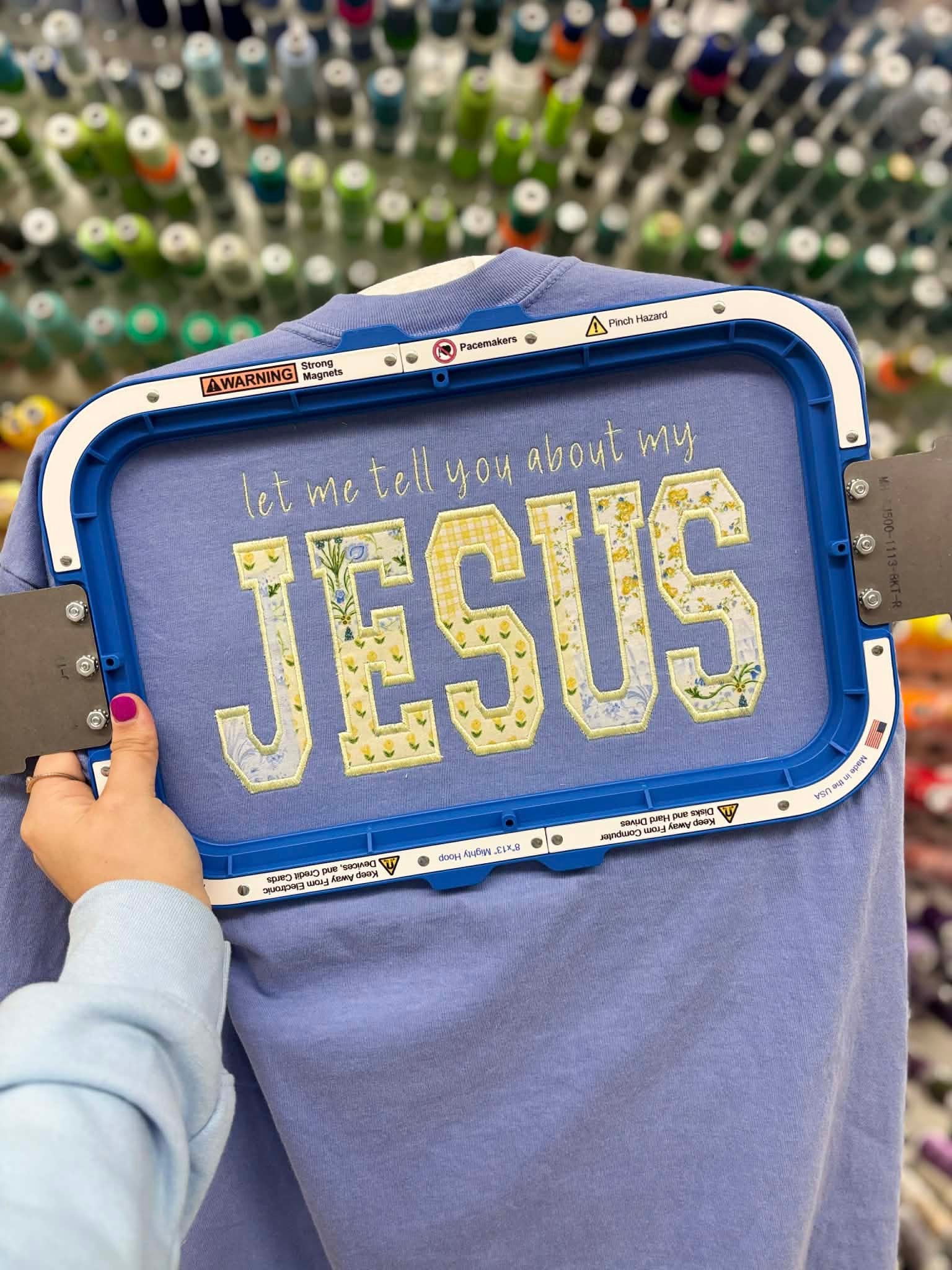 Let Me Tell You About My Jesus Fabric Applique Embroidery