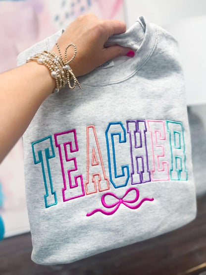 Ash Grey Embroidered Crewneck – MAMA | NURSE | TEACHER