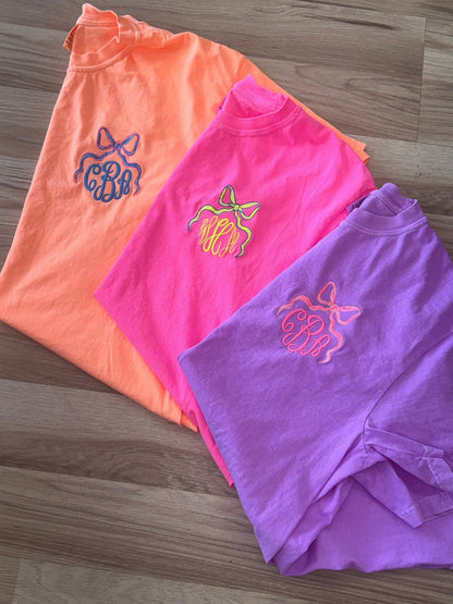 Classy Bow  Monogrammed Embroidered Tee ✨
