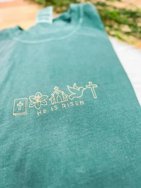 He Is Risen Embroidered Apparel